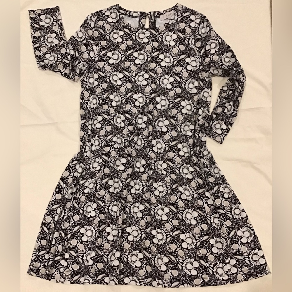 Loft Neutral Floral Patterned Swing Dress-Size Small